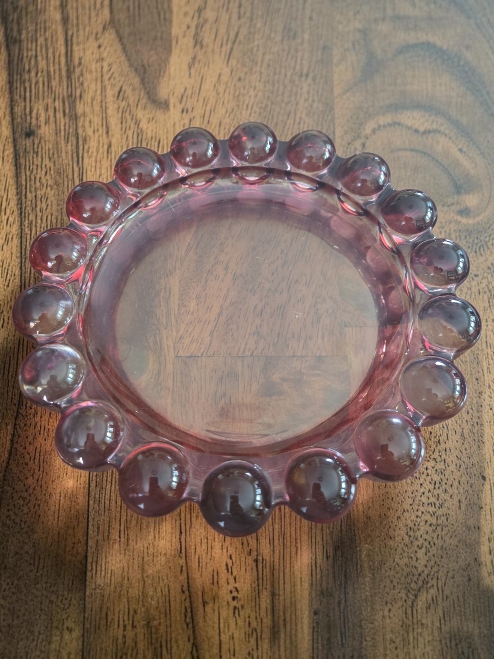 Vintage MCM Pink Amethyst Boopie Bubble Glass Ashtray Catchall Dish 7.5"